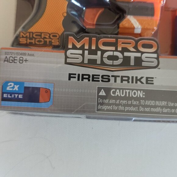 NWT NERF Microshots Firestrike N-Strike Elite Gun + 2 Foam Darts Age 8+ Orange - Picture 3 of 5